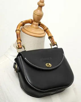 Black LEATHER Small Cute HandBag WOMEN SHOULDER BAG Saddle Crossbody Purse FOR WOMEN