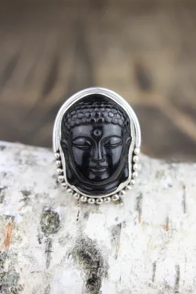 Black Onyx Buddha Intuition Ring