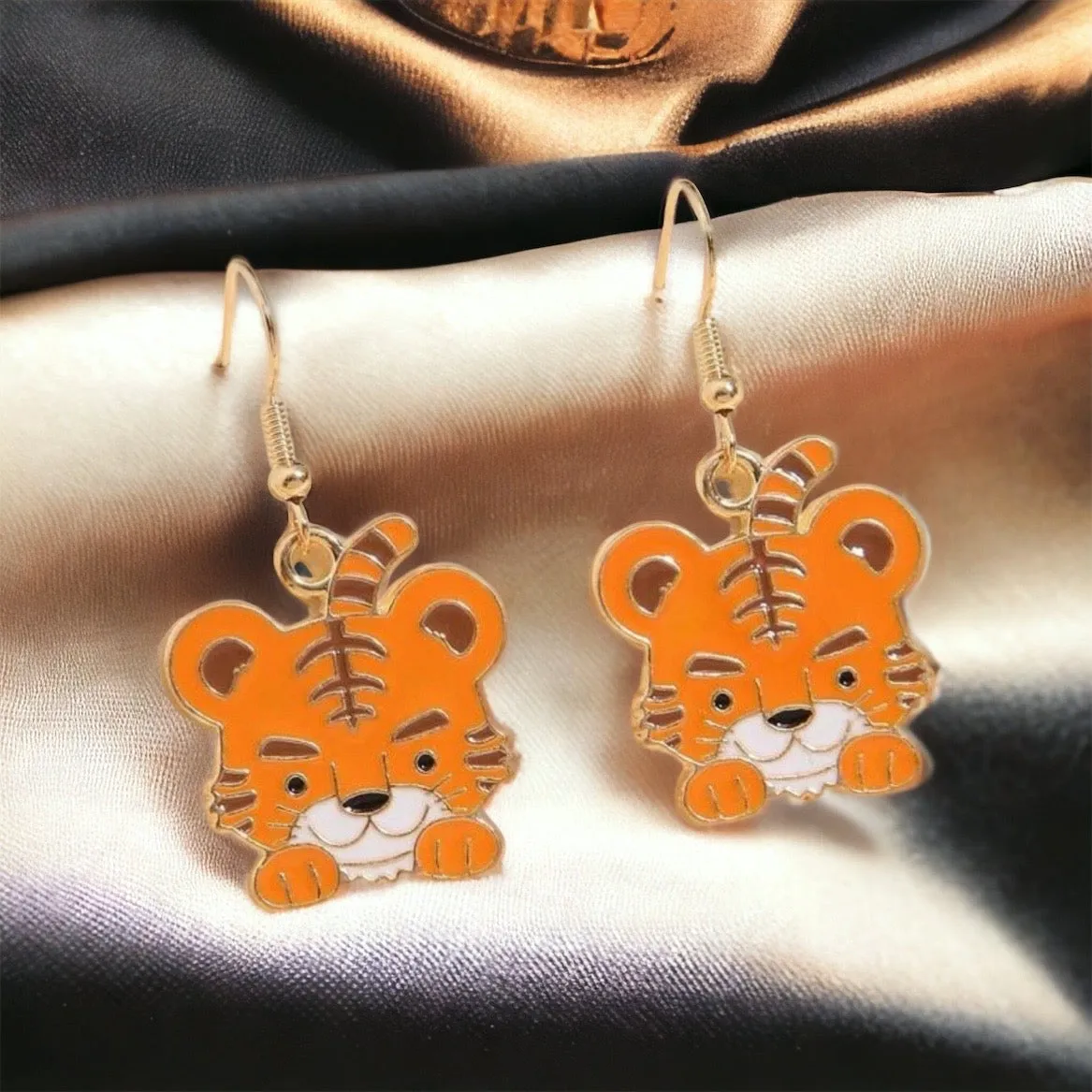 Cartoon Tiger Earrings - Louisiana Football, Tiger Jewelry, Handmade Earrings, Tigers Earring, Handmade Jewelry, Kids Tiger Accessories