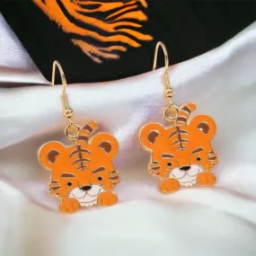 Cartoon Tiger Earrings - Louisiana Football, Tiger Jewelry, Handmade Earrings, Tigers Earring, Handmade Jewelry, Kids Tiger Accessories