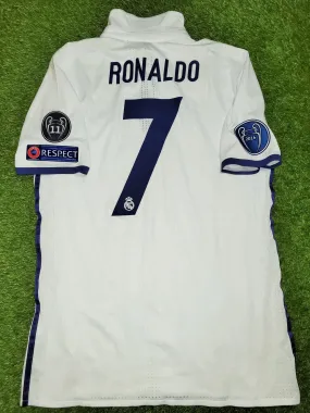 Cristiano Ronaldo Real Madrid 2016 2017 UEFA Home PLAYER ISSUE Jersey Shirt L SKU# AI5171