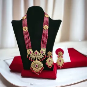 DLN31 gold plated Hyderabadi Rani haar in semi precious rubies ( READY TO SHIP )