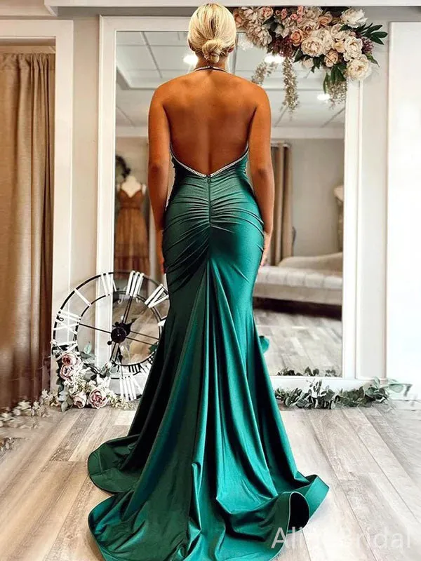 Elegant V-neck Halter Backless Mermaid Long Prom Dress,PD37965