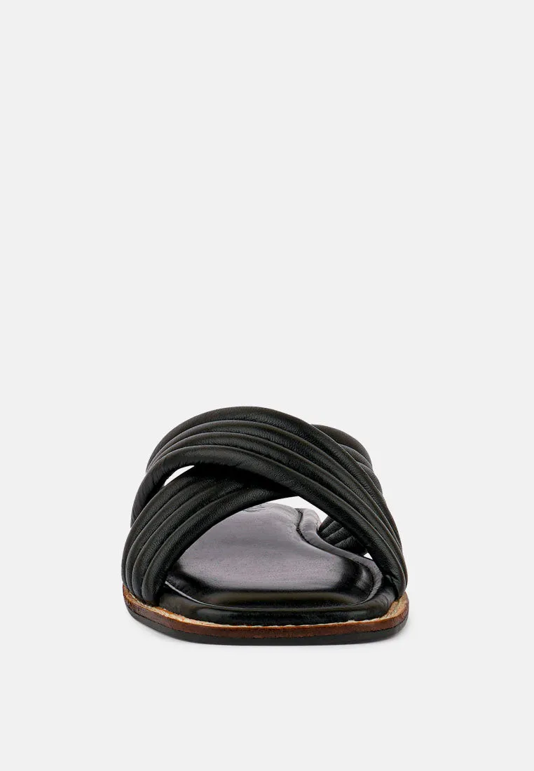 EURA Black Quilted Leather Flats