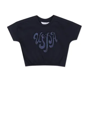 Girls Glitter Embossed Coordinate T-Shirt