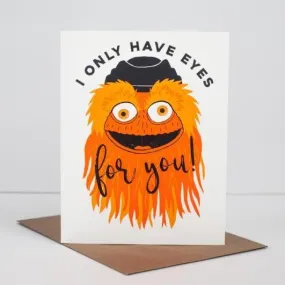 Gritty mascot card, Flyers fan gift idea, funny Philadelphia greeting card, Philly Valentine's card