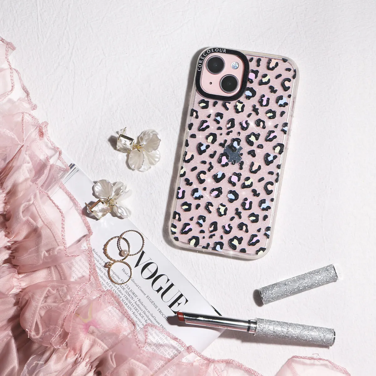 iPhone 12 Pro Colourful Leopard Glitter Phone Case Magsafe Compatible