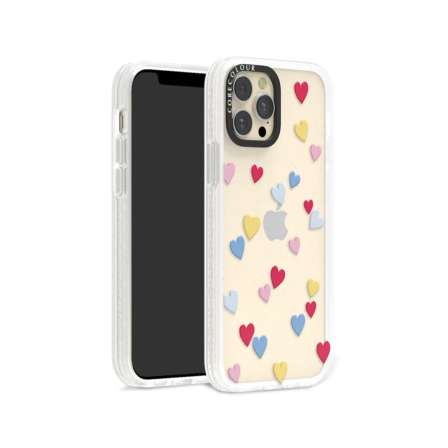 iPhone 12 Pro Flying Hearts Glitter Phone Case Magsafe Compatible