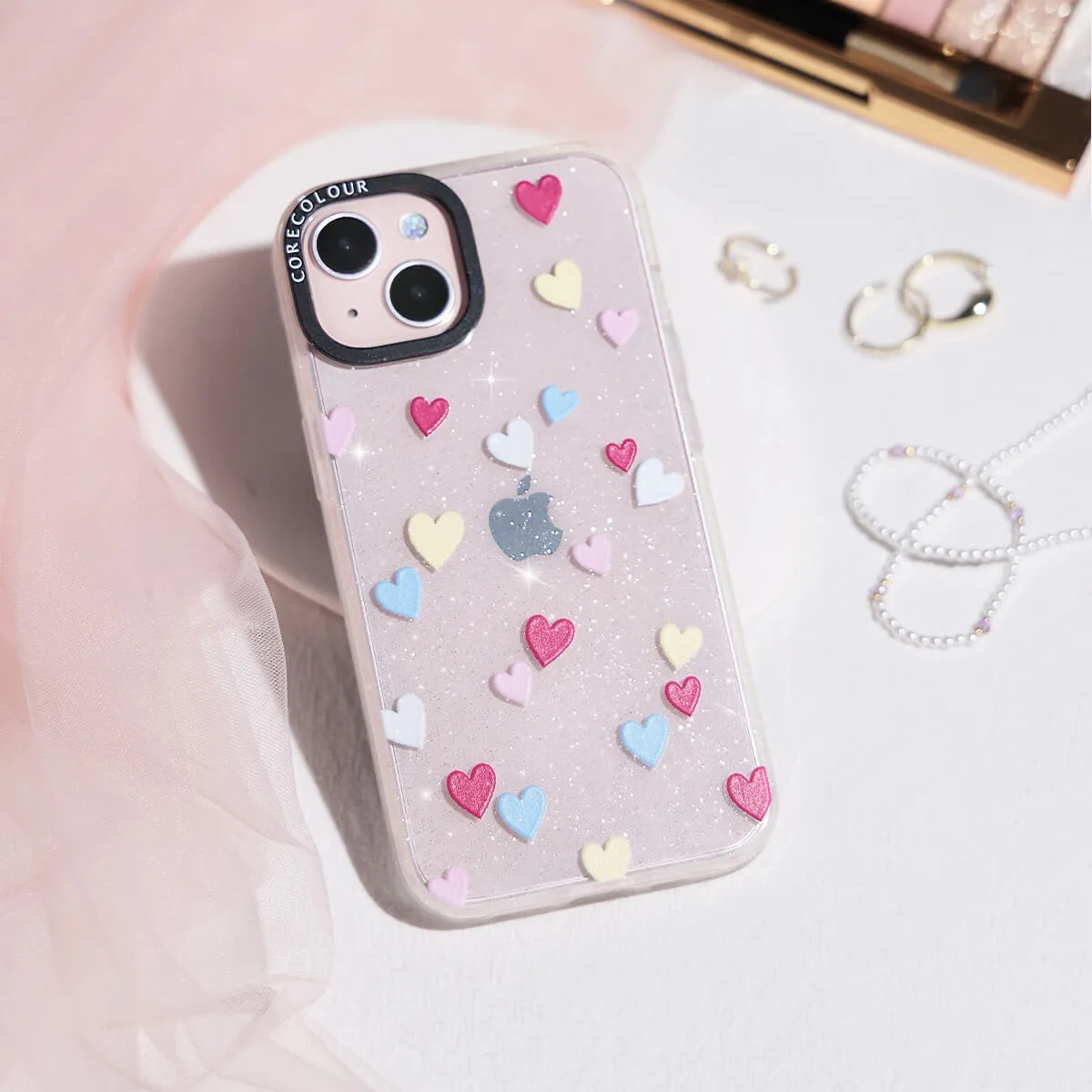 iPhone 12 Pro Flying Hearts Glitter Phone Case Magsafe Compatible