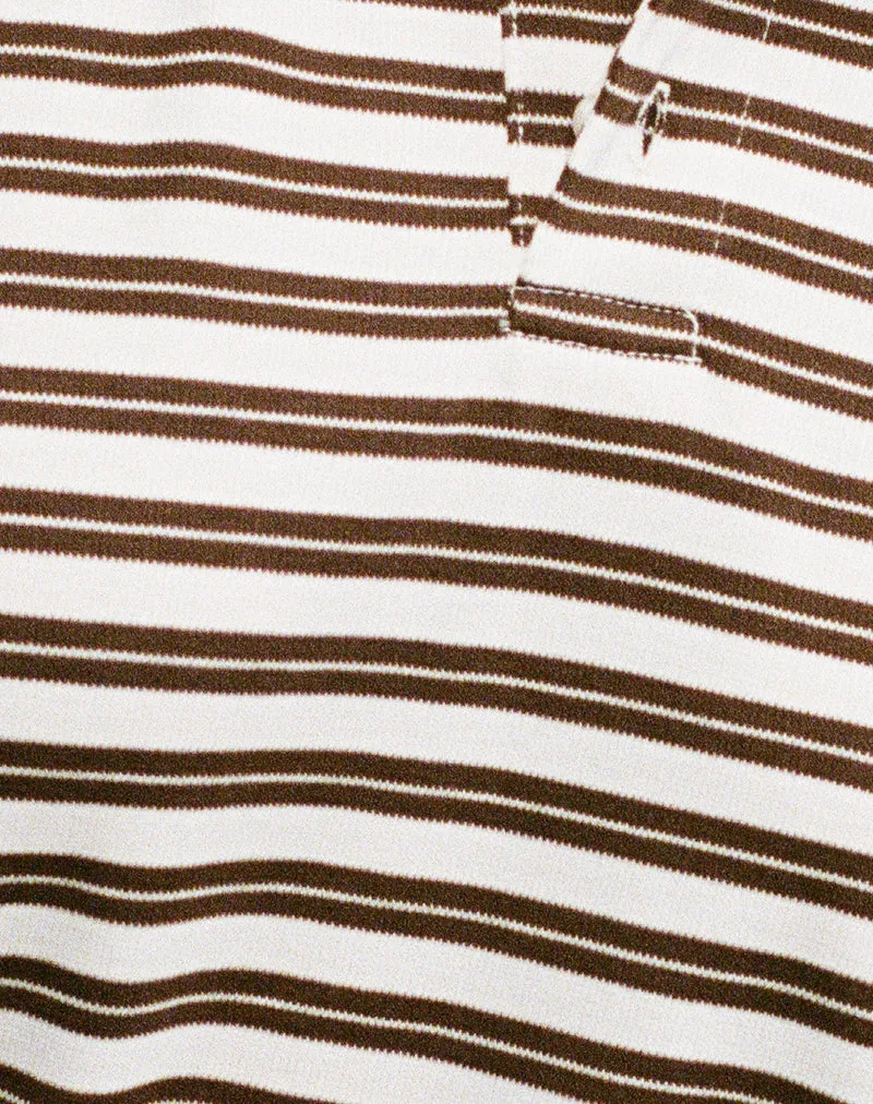 Kemillau Baggy Shirt in Brown with White Stripes