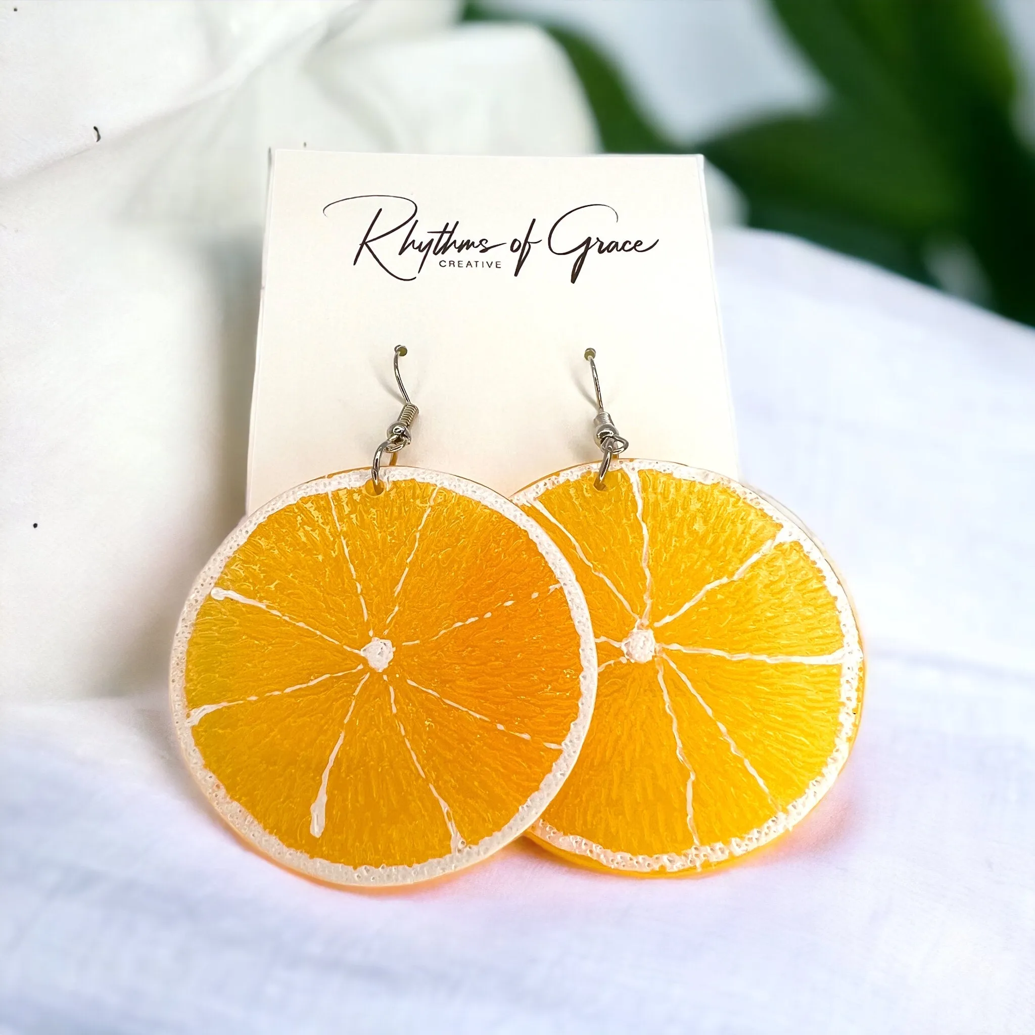 Orange Slice Earrings - Orange Earrings, Handmade Earrings, Fruit Earring, Handmade Jewelry, Food Earrings, Fruit Accessories