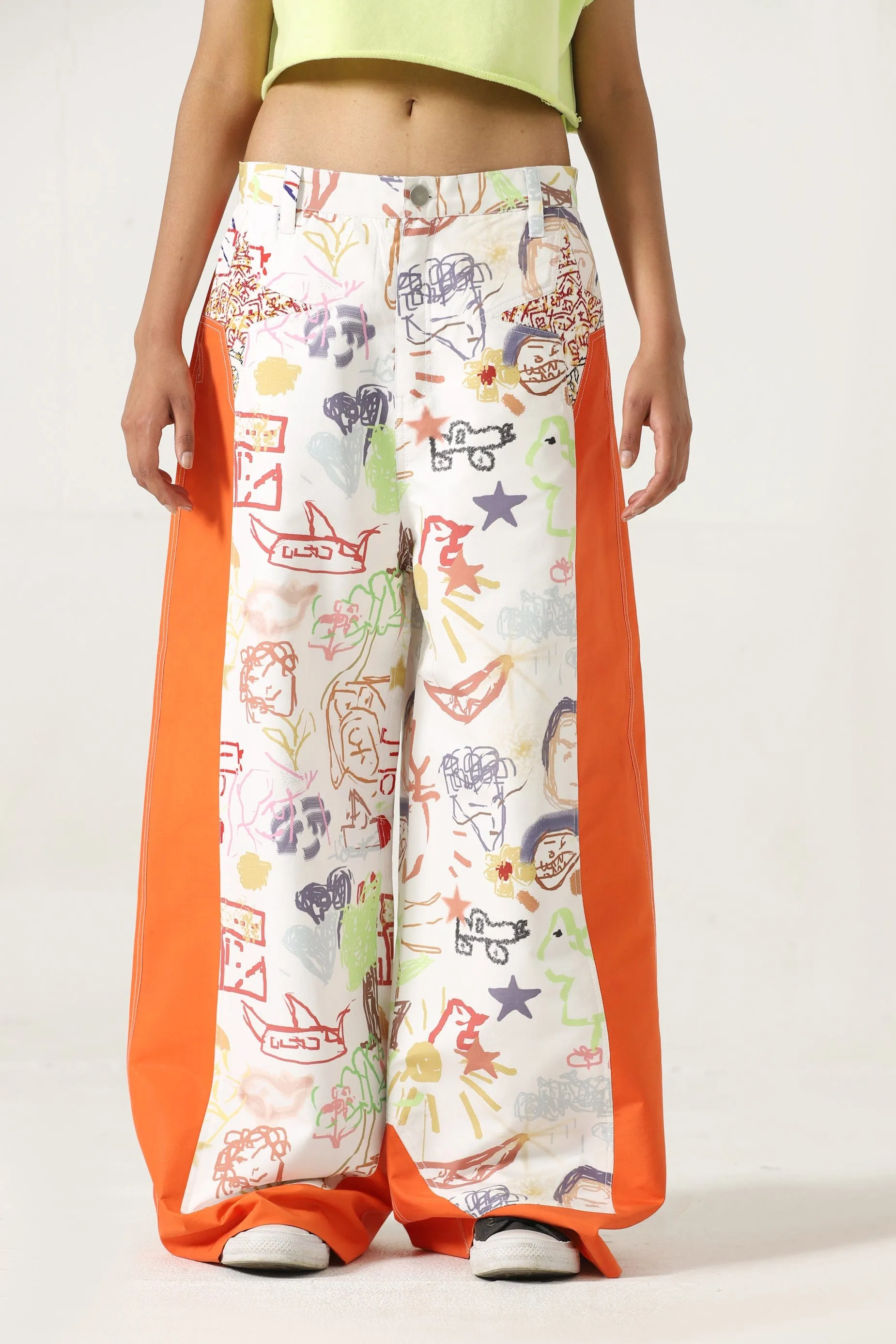 "LIFE IS A DOODLE" PRINTED TROUSERS