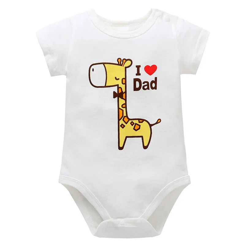 Summer Babys Clothes Newborn Infant Baby Boy Girl Cartoon Giraffe Letter Printed Short Sleeve Jumpsuit Romper Baby Romper JY02#F