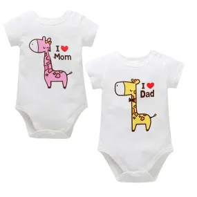 Summer Babys Clothes Newborn Infant Baby Boy Girl Cartoon Giraffe Letter Printed Short Sleeve Jumpsuit Romper Baby Romper JY02#F