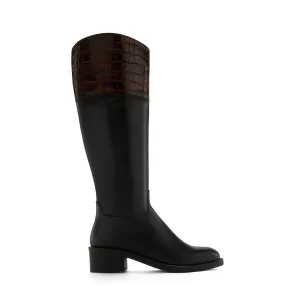 Vendôme Iris black with brown calfskin leather boots