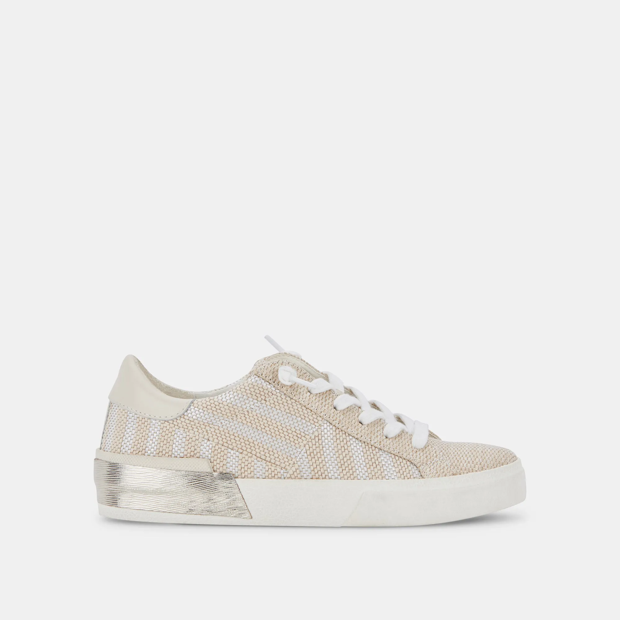 ZINA PATCH SNEAKERS WHITE STRIPE RAFFIA