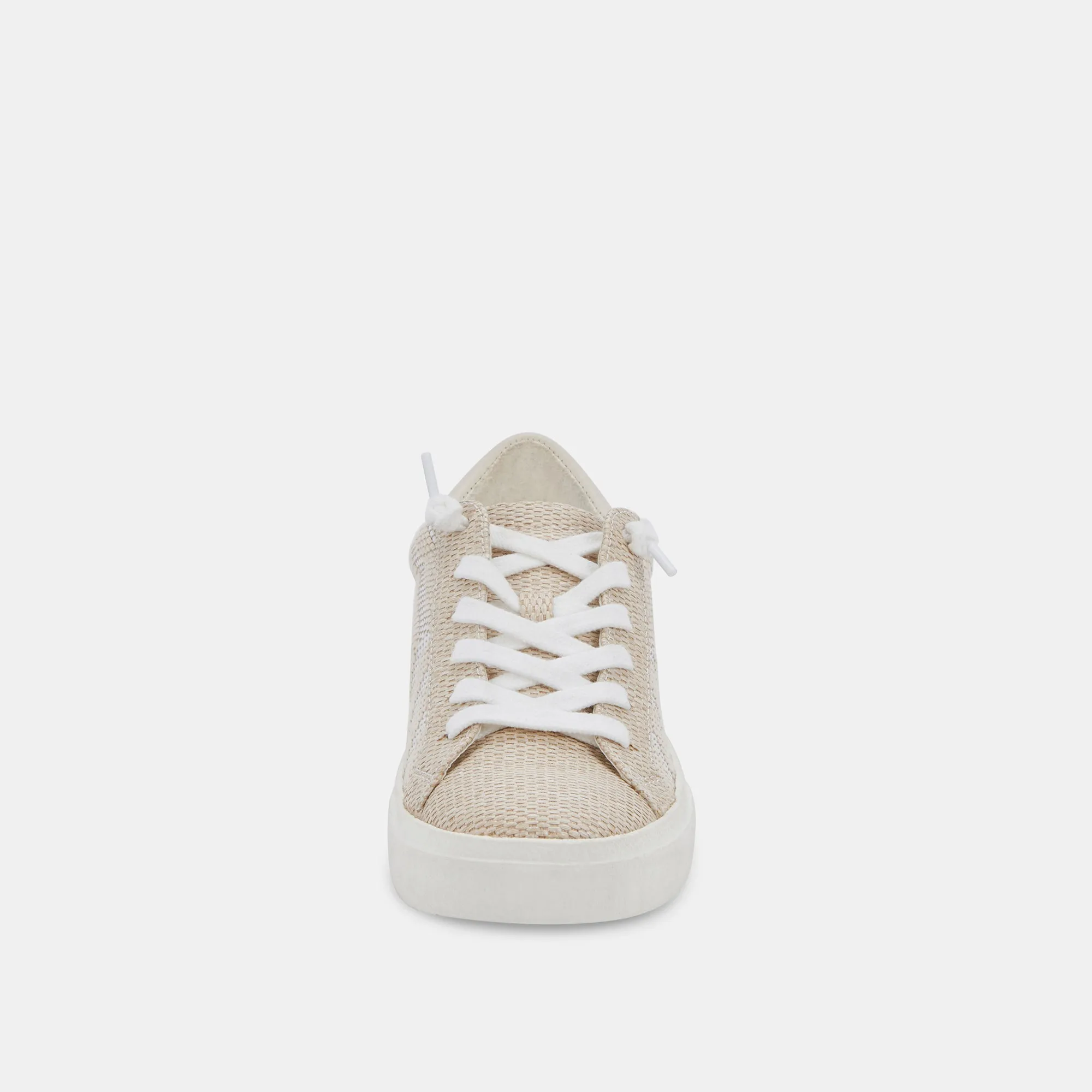 ZINA PATCH SNEAKERS WHITE STRIPE RAFFIA