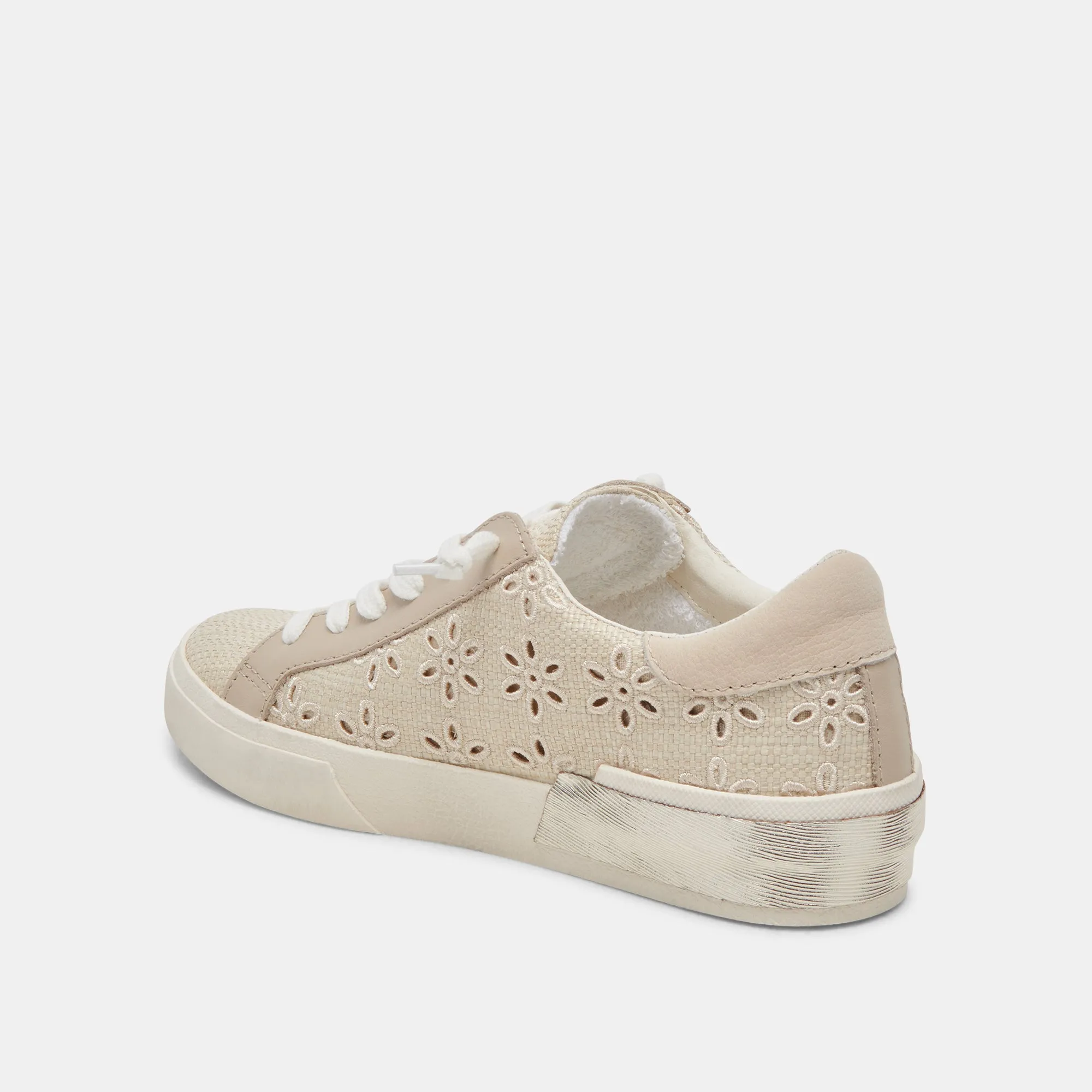 ZINA SNEAKERS OATMEAL FLORAL EYELET